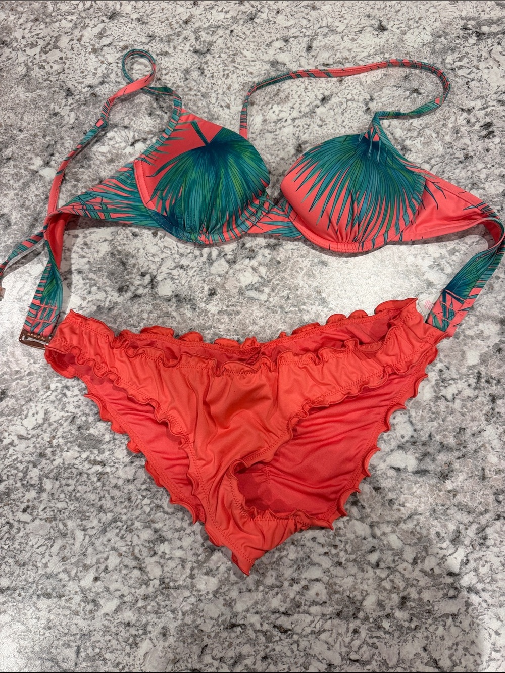 Victoria's Secret Coral Palm Print Push-Up Bikini Set